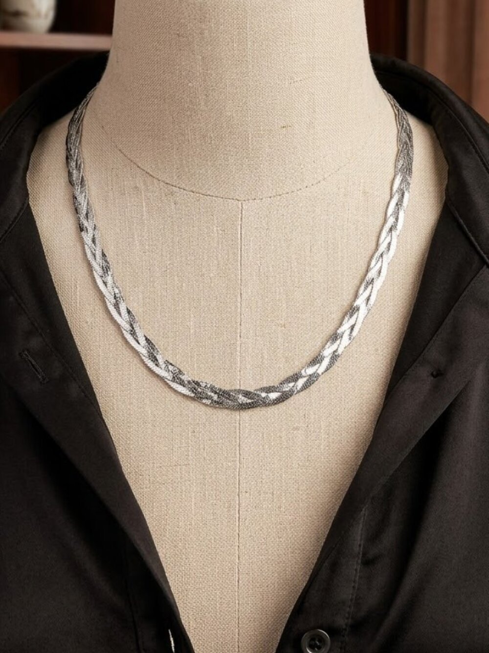 Fifth Avenue Multi Chain Braided 18" Necklace Silver Tone Rhodium Plated NWT
